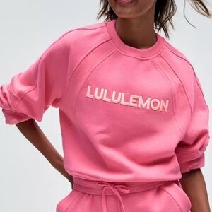 Lululemon scuba wordmark, pink logo sweatshirt XS/S